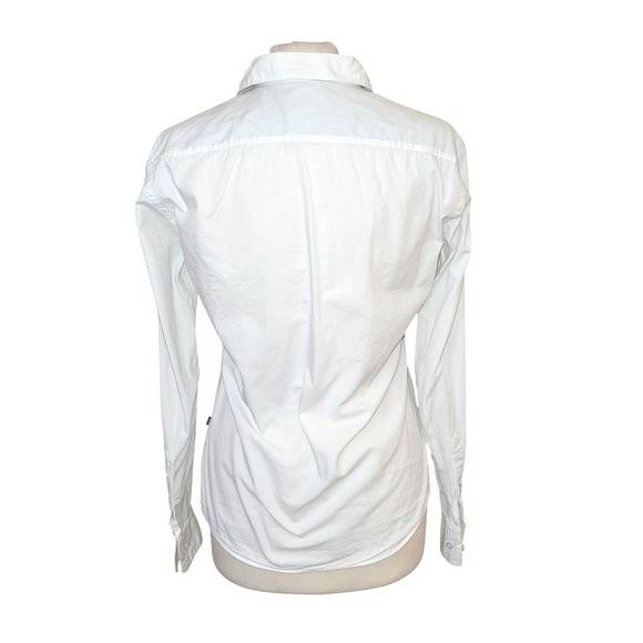 Hugo Boss Crisp White Structured Textured Slim Fit Tailored Button Down Blouse S - Picture 3 of 12